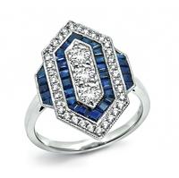 Estate 0.60ct Diamond 1.09ct Sapphire Ring