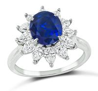 Oval Cut Sapphire Pear Shape Diamond Platinum Engagement Ring by Tiffany & Co.