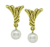 Estate Tiffany & Co Cummings Assael Pearl Gold Earrings
