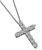 Estate Tiffany & Co 0.55ct Diamond Cross Pendant Necklace