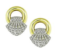 Estate 1.80ct Diamond Two Tone Gold Earrings