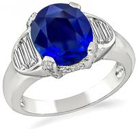 Estate 4.57ct Ceylon Sapphire Engagement Ring