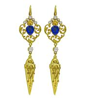 Victorian 2.68ct Sapphire Diamond Earrings