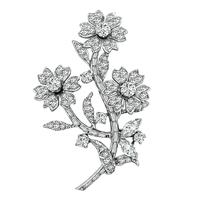 Vintage 1.50ct Diamond Flower Pin