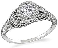 Vintage GIA Certified 0.34ct Diamond Engagement Ring