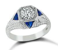 Art Deco GIA Certified 0.97ct Diamond Engagement Ring
