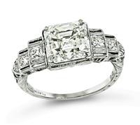 Art Deco GIA Certified 3.01ct Diamond Engagement Ring