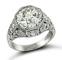 Art Deco GIA Certified 3.02ct Diamond Engagement Ring