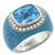 18k white gold blue topaz diamond enamel ring 1