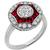 Art Deco Style 0.70ct Round Cut Diamond Ruby Platinum Engagement  Ring 