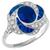 Art Deco Style 1.50ct Oval Cut Center & 0.50ct Faceted Cut Sapphire 0.40ct Round Cut Diamond 18k White Gold Ring