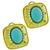 Estate Esther Gallant Cabochon Turquoise Round Cut Diamond  14k Yellow Gold Earrings
