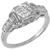 Estate 0.53ct Old Mine Cut Diamond 18k White Gold Engagement Ring 