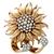 Mid Century Diamond Gold Sunflower Pin