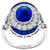 Estate 1.96ct Oval Cut Sapphire 0.62ct Faceted Sapphire 0.83ct Round Cut Diamond 18k White Gold Ring