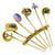 diamond,  sapphire, amethyst & enamel 14k yellow gold stack of stick pins 1