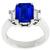 Estate 3.28ct Emerald Cut Ceylon Sapphire 0.50ct Emerald Cut Diamond Platinum Engagement Ring