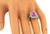 Cushion Cut Pink Sapphire Baguette and Round Cut Diamond 18k White Gold Ring