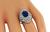 Cushion Cut Sapphire Round Cut Diamond 18k White Gold Ring
