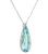 Pear Shape Aquamarine Round Cut Diamond 14k White Gold Pendant Necklace