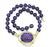 Round Cut Diamond 14k Yellow Gold Oval and Round Bead Amethyst Necklace