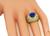 Pear Shape Sapphire Round and Baguette Cut Diamond 18k Yellow Gold Ring