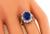 Oval Cut Sapphire Round and Baguette Cut Diamond Platinum Engagement Ring