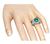 Cabochon Emerald Round Cut Diamond Platinum Ring
