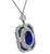 Oval Cut Sapphire Round Cut Diamond 18k White Gold Pendant Necklace