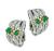 Round Cut Diamond Oval Cut Emerald Platinum and 18k Yellow Gold Earrings
