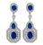 Oval and Pear Cut Sapphire Round Cut Diamond 18k White Gold Dangling Earrings 
