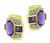 Oval and Baguette Cut Amethyst Round Cut Diamond 14k Yellow and White Gold Earrings