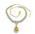 Pear Shape Citrine Round Cut Diamond 18k Yellow and White Gold Necklace