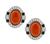 Round Cut Diamond Cabochon Coral and Onyx Platinum and Gold Earrings