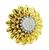 Round Cut Diamond 18k Yellow and White Gold Flower Pin