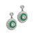 Round Cut Diamond Emerald Platinum Earrings