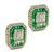 Round and Baguette Cut Diamond Square and Trapezoid Cut Emerald 14k Yellow Gold Earrings