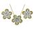 Estate 2.70ct Diamond Two Tone Gold Flower Necklace and Earrings Set