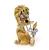 18k Yellow and White Gold Round Cut Diamond Ruby Onyx Lion Pin