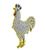 Round Cut Diamond 18k Yellow Gold Rooster Pi