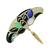 Round and Trilliant Cut Diamond Multi Color Gemstone 18k Yellow Gold Pin