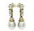 Round and Carre Cut Diamond 14k and 18k Yellow Gold Pearl Drop Earrings