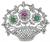 Estate 2.00ct Diamond Emerald Ruby Basket Pin