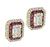 Round and Baguette Cut Diamond Square and Trapezoid Cut Ruby 14k Yellow Gold Earrings