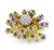 Round Cut Diamond and Ruby 18k Yellow and White Gold Flower Brooch by Edwin Pearl