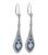 Round Cut Diamond Baguette Cut Sapphire 14k White Gold Drop Earrings