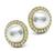 Round Cut Diamond Mabe Pearl 18k Yellow Gold Earrings