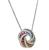 Round Cut Multi Color Sapphire and Diamond 18k White Gold Pendant Necklace