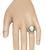 Cabochon Opal French Cut Sapphire Round Cut Diamond 18k White Gold Ring