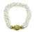 Estate Gold Candy Wrapper Clasp Multi Strand Pearl Necklace